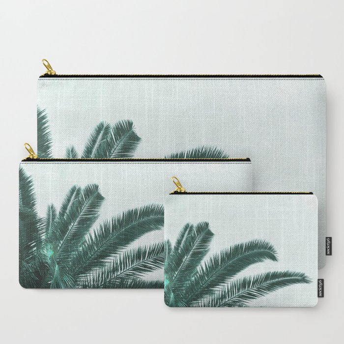 9 color aesthetic women's gift guide ideas - Mint green palm leaves Carry-All Pouch by ARTbyJWP | Society6