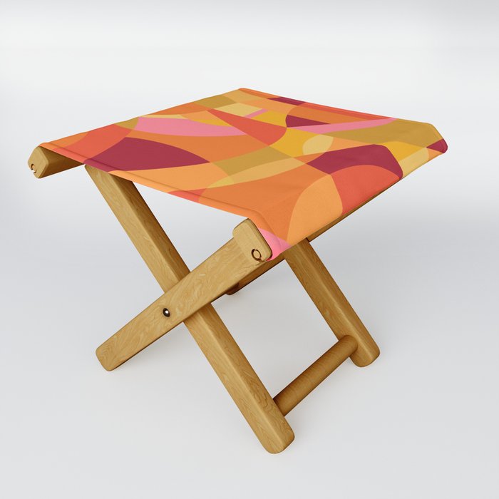 Summer Lovin - Orange Pink Yellow Abstract Folding Stool