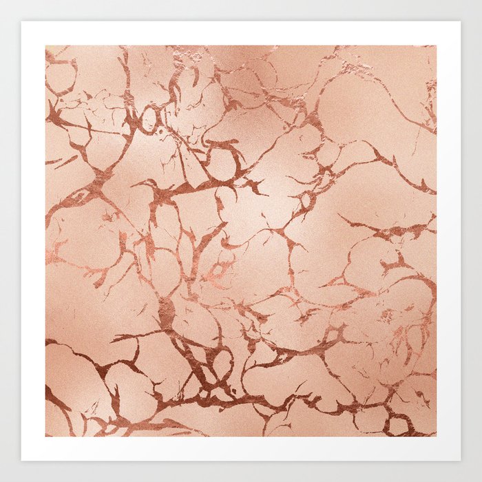 Modern Abstract Rose Gold Glitter Stylish Marble Art Print By