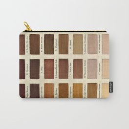 Vintage Color Chart- Hues of Brown and Tan Carry-All Pouch | Skintone, Paintswatch, Colortheory, Watercolor, Arttheory, Antique, Vintage, Brown, Colormixing, Colorchart 