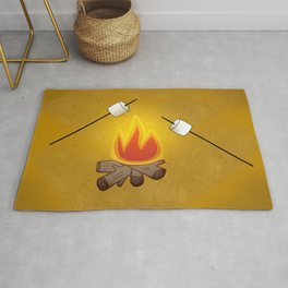 Camping - Roasting Marshmallows over Campfire Rug | Graphicdesign, Campfire, Marshmallows, Gravityx9, Wilderness, Beachparty, Marshmallowroasting, Camp, Tenting, Outdoors 