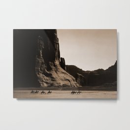 Canyon de Chelly - Chinle, Arizona – Navajo Indians on Horseback by Edward Curtis Metal Print