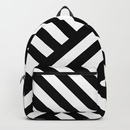 two way stripey diagonal Backpack | Geometric, Mid Centurymodern, Modern, Midcentury, Minimal, Black and White, Stripes, Lines, Abstract, Design 