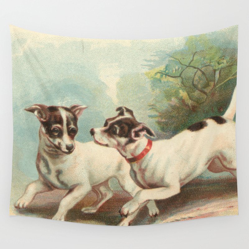 Classic Preppy Vintage Jack Russell Fox Terrier Dog Puppy Antique Illustration Art Print Wall Tapestry By Igallery Society6