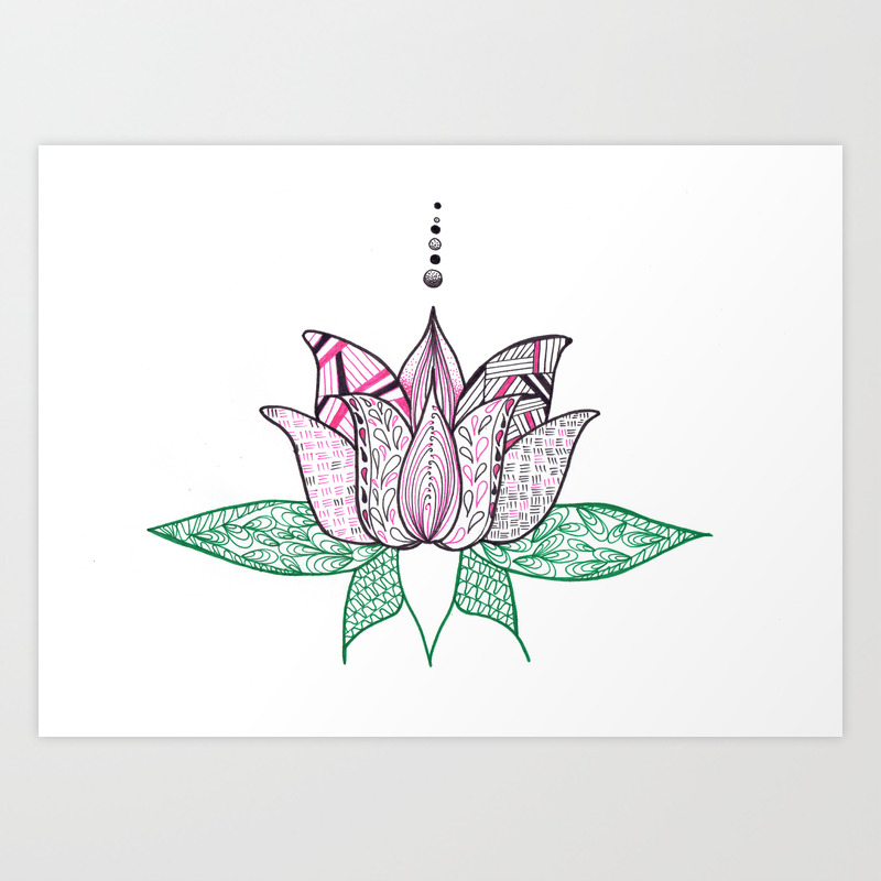 Zentangle Lotus Flower Design Art Print By Franky Sf Society6