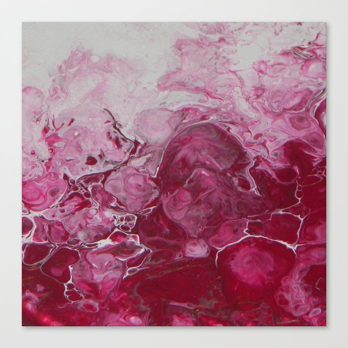 Magenta Love Abstract Acrylic Fluid Painting Canvas Print By
