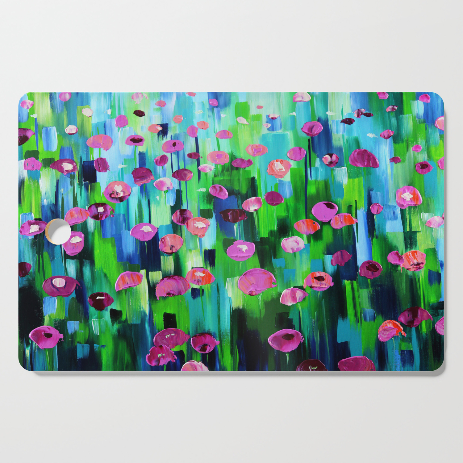Field Of Flowers Colorful Abstract Painting Cutting Board By