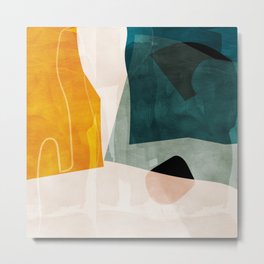 mid century shapes abstract painting 3 Metal Print