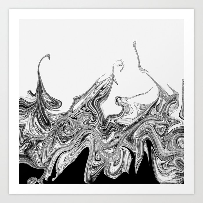 Modern Contemporary Black And White Abstract Art Print By