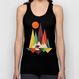 Bear In Whimsical Wild Tank Top | Nature, Bear, Retro, Whimsical, Other, Landscape, Painting, Mountain, Digital, Curated 
