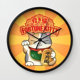 Maneki Neko Fortune Kitty Wall Clock