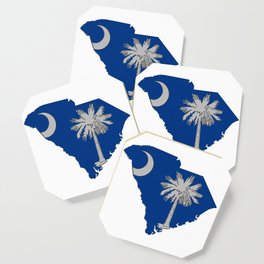 South Carolina Map with State Flag Coaster