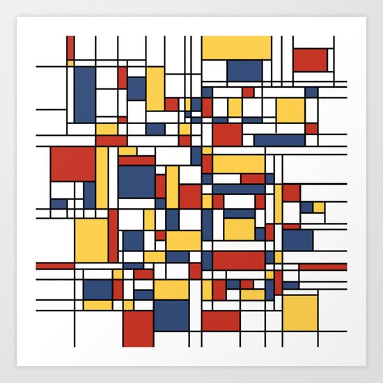 Mondrian De Stijl Pattern Art Print by Kay Cordingly | Society6