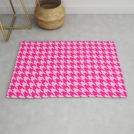 Houndstooth pattern. Deep pink and Pink colors. Rug