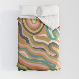 Rainbow Marble Comforter | Modern, Earthy, Liquid, Lines, Abstraction, Geometric, Vintage, Warm, Stripes, Digital 