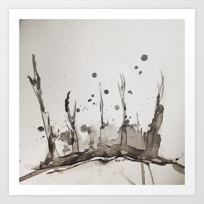 Forest For Kings Abstract Ink Wash Art Print By Kendallbrier