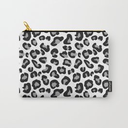 Leopard Print in Black and White with Gray / Grey Carry-All Pouch