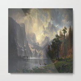 Albert Bierstadt's Amond the Sierra Nevada Mountains California Metal Print | Beautiful, Museum, Famous, Painting, Classic, Artwork, Vintage, Artist, Masterpiece 