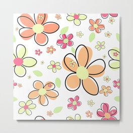 Cute colorful simple daisy flower pattern Metal Print | Garden, Kids, Children, Baby, Simple, Nature, Flower, Minimalisim, Pastel, Blossom 