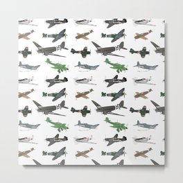 Multiple WW2 Airplanes Metal Print | Pilot, Graphicdesign, Patriotic, Aircraft, Veteran, Airforce, Airplane, Plane, Ace, Secondworldwar 