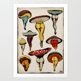 Sexy mushrooms Art Print | Mushrooms, Botanical, Drawing, Vegetables, Butt, Cute, Curated, Tattooflash, Vegetarian, Sexy 