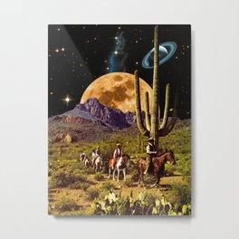 Space Cowboys Metal Print | Space, Mountains, Cosmic, Cactus, Colorful, Curated, Collageart, Retro, Moonart, Retroart 