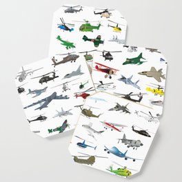 Various Colorful Airplanes and Helicopters Coaster