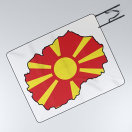 North Macedonia Map with North Macedonian Flag Picnic Blanket