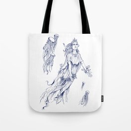 Sea Posse III - Jellyfish, Navy Print Tote Bag
