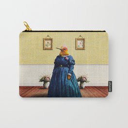 Lady Hortense Hummingbird Carry-All Pouch | Animal, Foyer, Blue, Surreal, Lady, Victorian, Nectar, Vintage, Dress, Digital 