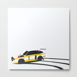 Quattro Slide Rally Car Metal Print | 1985, Drift, Racing, Graphicdesign, Curve, Pattern, Digital, Yellow, Rally, Drifting 