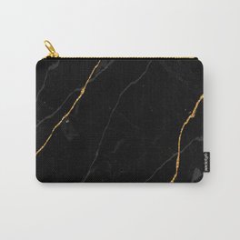 Black Marble with Gold (ix 2021) Carry-All Pouch | Modern, Contemporary, Digital, Black And Gold, Metallic, Velvet, Shiny, Carrara, Black Marble, Gold Veinings 