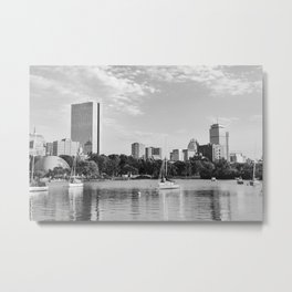 Black & White Boston Skyline I Metal Print | Sailing, Prudential, Johnhancock, Skyline, Esplanade, Cambridge, Massachusetts, Newengland, Photo, Bostonma 