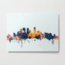 Minneapolis Minnesota Skyline Metal Print | Minneapolisposter, Painting, 1865, Architecture, Watercolor, Watercolour, Minneapolisskyline, Silhouette, Michaeltompsett, Landscape 