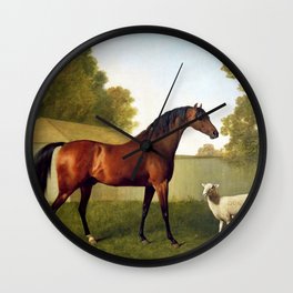 Dungannon, the Property of Colonel OKelly, Painted in a Paddock with a Sheep by George Stubbs Wall Clock | Horse, Painting, Mammal, Beautiful, Oil, Vintage, Retrovintageart, Love, Animal, Nature 