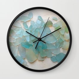 Ocean Hue Sea Glass Wall Clock | Curated, Digital, Color, Photo, Oceanglass, Tempered, Seafoam, Beachtreasure, Turquise, Blue 