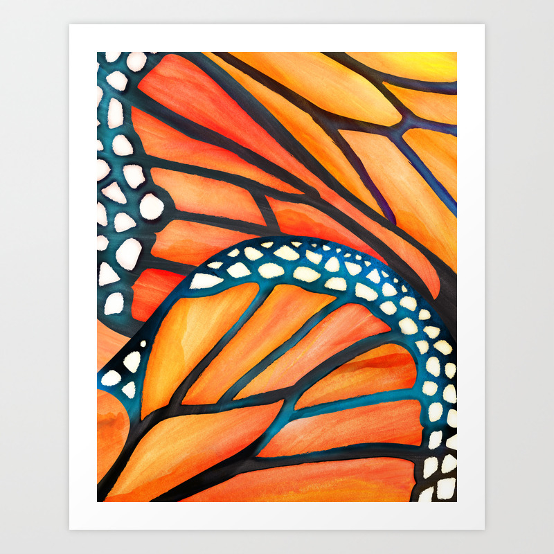 Monarch Butterfly Wings Watercolor Abstract Art Print By