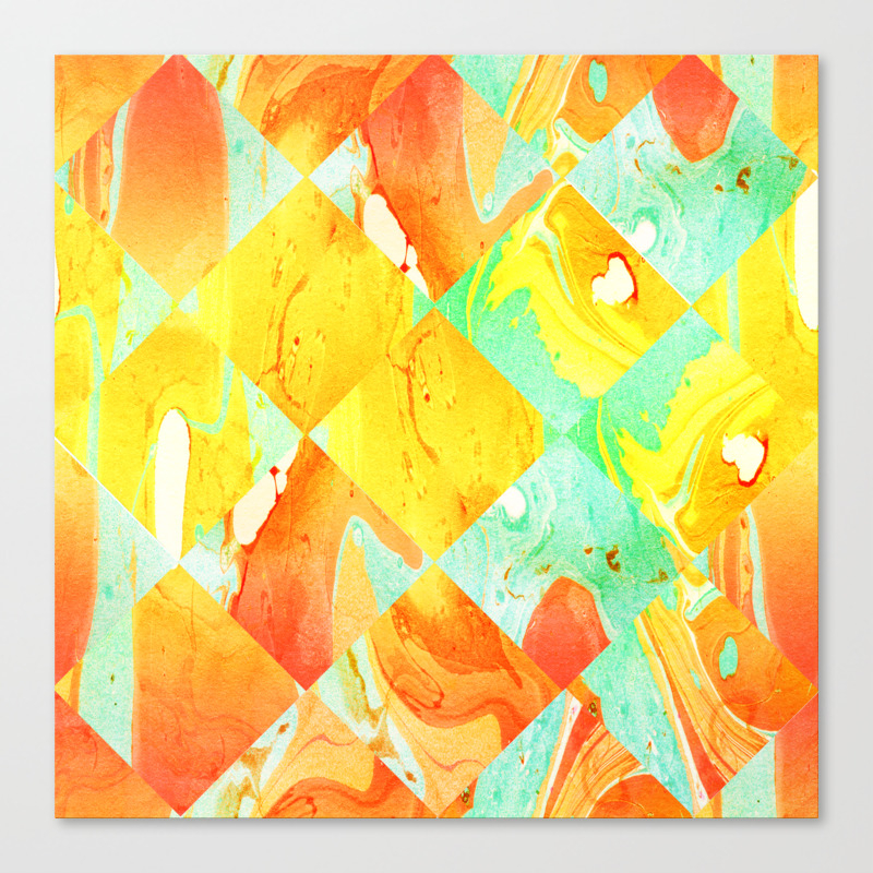 Yellow Orange And Green Colorful Abstract Geometric Marble Pattern Canvas Print By Epoliveira Society6
