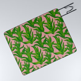 Aloe Vera - green and pink Picnic Blanket