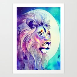 Majestic Moon Lion  Art Print