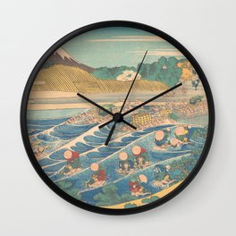 Fuji Seen from Kanaya on the Tōkaidō, Series Thirty-six Views of Mount Fuji by Katsushika Hokusai Wall Clock | Traditional Old 80S, Mount Fuji Ocean, Watercolor Abstract, Minimalist Pattern, Chinese Popular And, Nature Decor Vibes, World Yellow Waves, Retro Midcentury Bed, Painting, Photography Style In 