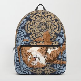 Hand-Drawn Tiger asking for belly pet. Backpack | Digital, Chinesenewyear, Peacetiger, Colored Pencil, Yearofthetiger, Cutetiger, Damask, Drawing, Tiger, Ink Pen 