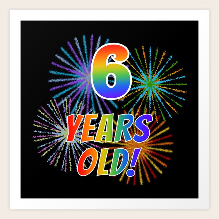 6th Birthday Themed 6 YEARS OLD W Rainbow Spectrum Colors Vibrant 6th-birthday-themed-6-years-old-w-rainbow-spectrum-colors-vibrant