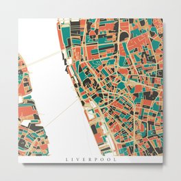 Liverpool City Map - Multicolour Metal Print | Pattern, City, Urban, Citymaps, Merseyside, Citymap, Illustration, Multicolour, Cityart, Liverpool 