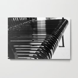 Aligned Metal Print | Highcontrast, Depthoffield, Repetition, Metal, Digital, Lines, Photo, Bench, Black And White 
