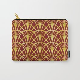 Gold Arcades Art Deco Lace on true red large Carry-All Pouch | Goldartdeco, Lace, Arcade, Gold, Wallpaper, Goldred, Artdecowallpaper, Redgold, Fans, Graphicdesign 