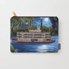 Mystcal Moonlight Cruise Down the Bayou Carry-All Pouch | Louisiana, Oilpainting, Wetlands, Swamptours, Landscape, Painting, Bayou, Moss Drapped, Paddlewheel, Fun 
