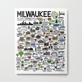 Milwaukee Map  Metal Print | Milwaukeewisconsin, Mapart, Creamcity, Milwaukee, Milwaukeeskyline, Wisco, Wisconsinart, Brewcity, Map, Pattern 