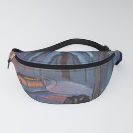 'Blue Sparks Fly' lovers winter landscape painting by Marianne von Werefkin Fanny Pack