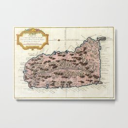 Vintage Map of Saint Lucia (1758) Metal Print | Illustration, Vintage 